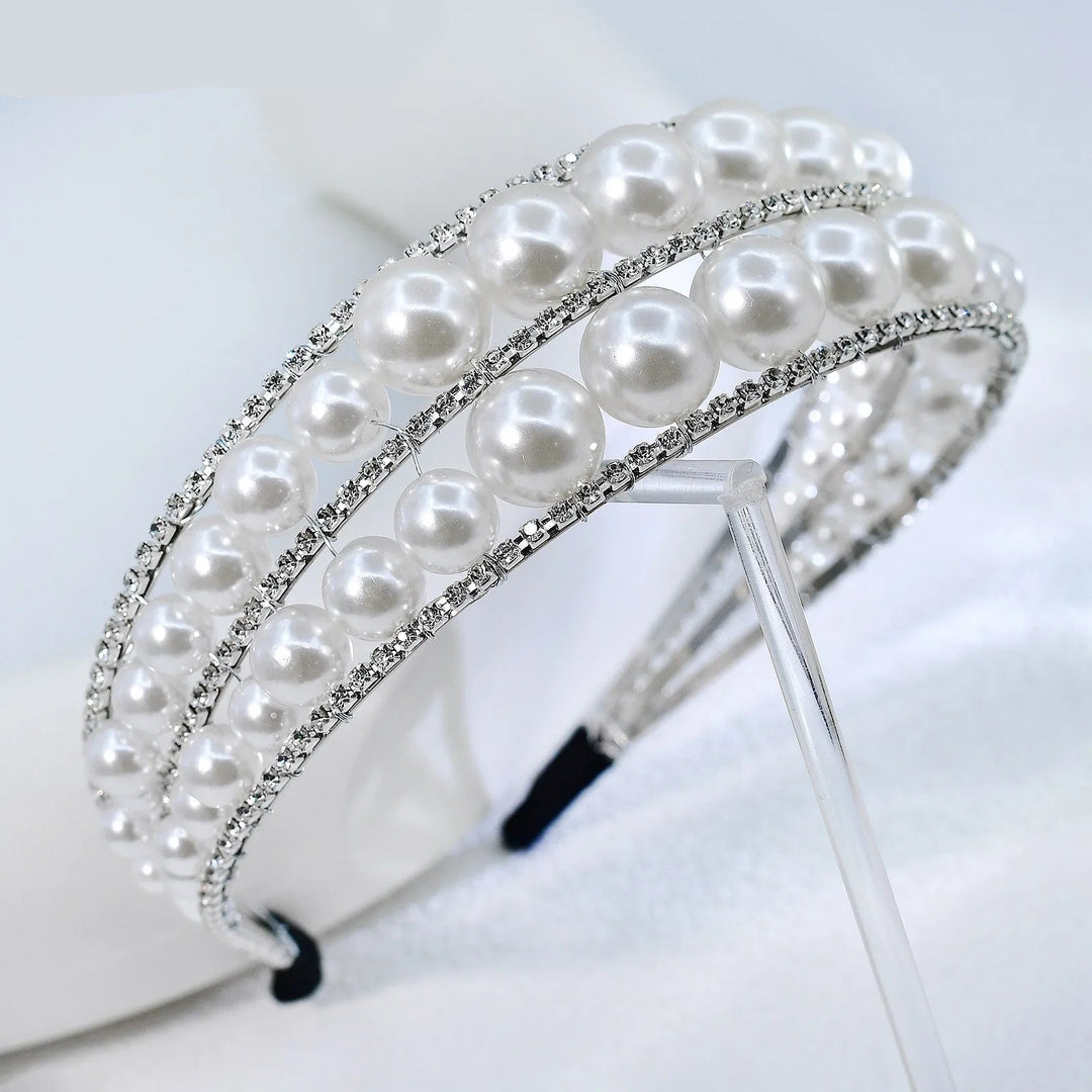 Serre-tête de mariage avec perles et strass élégant pour femme