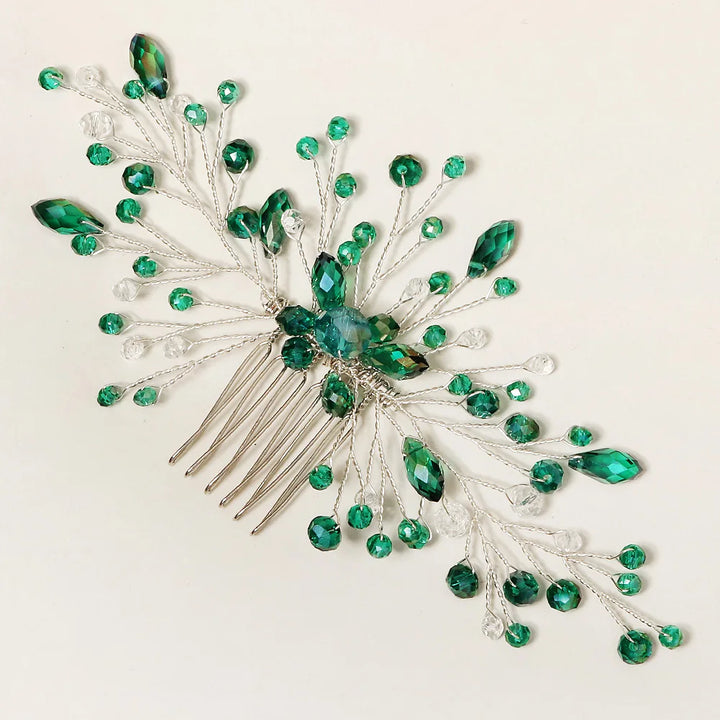 Peigne à cheveux vert émeraude pour chignon