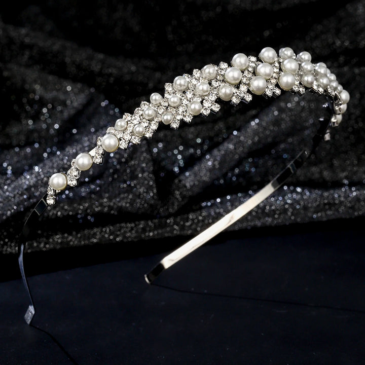 Serre-tête fin avec perles et strass élégant pour femme