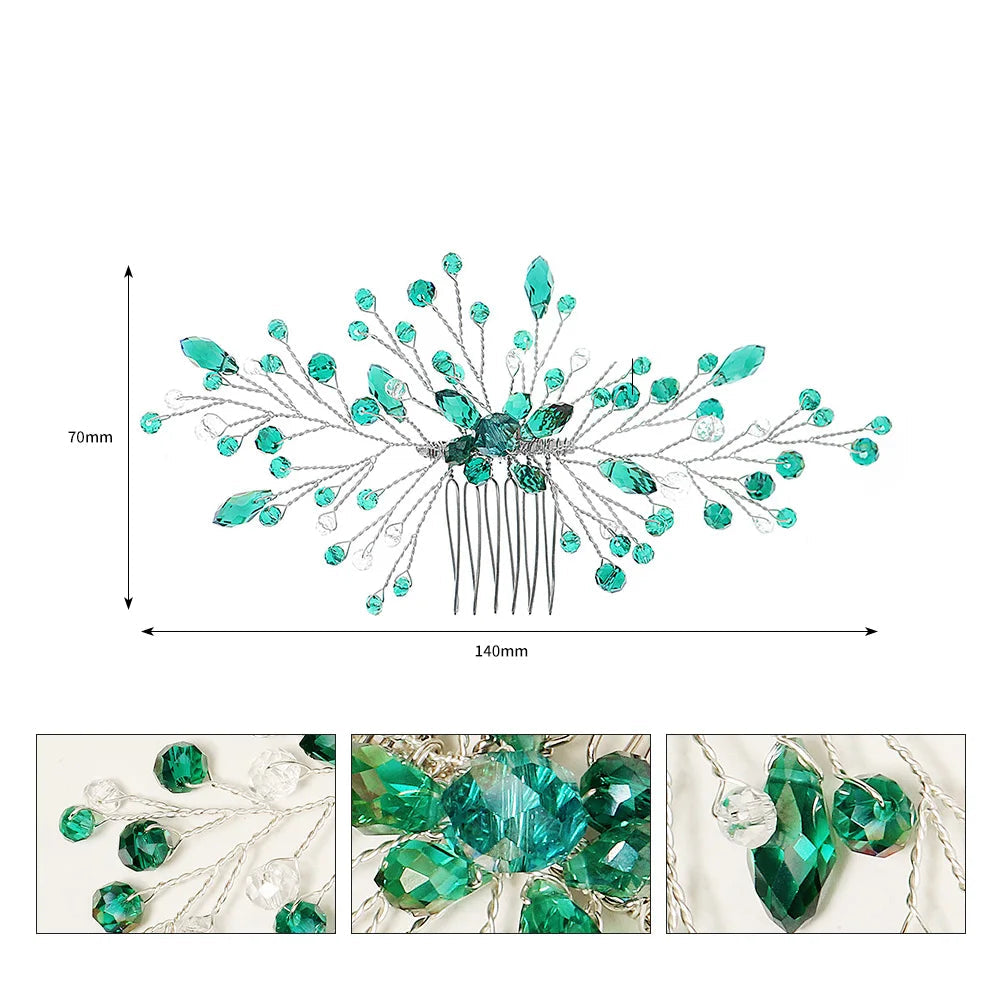 Peigne à cheveux vert émeraude pour chignon