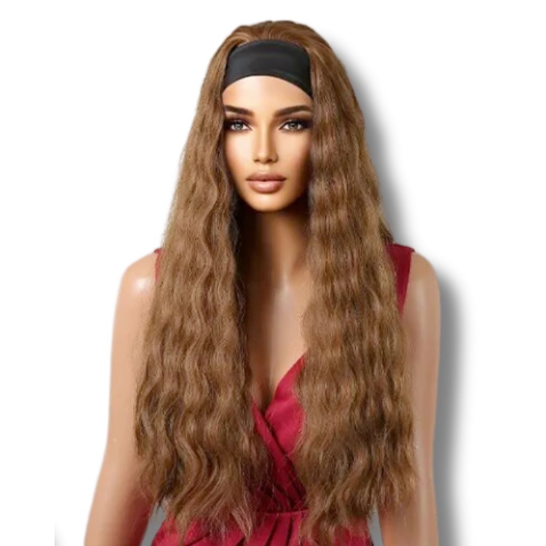 Perruque Bandeau Rousse Ondulée - Éclat Naturel Instantané
