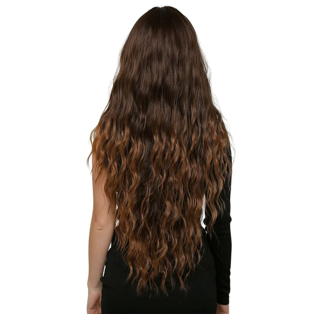 Perruque Longue Châtain Cheveux Ondulés | Frossia