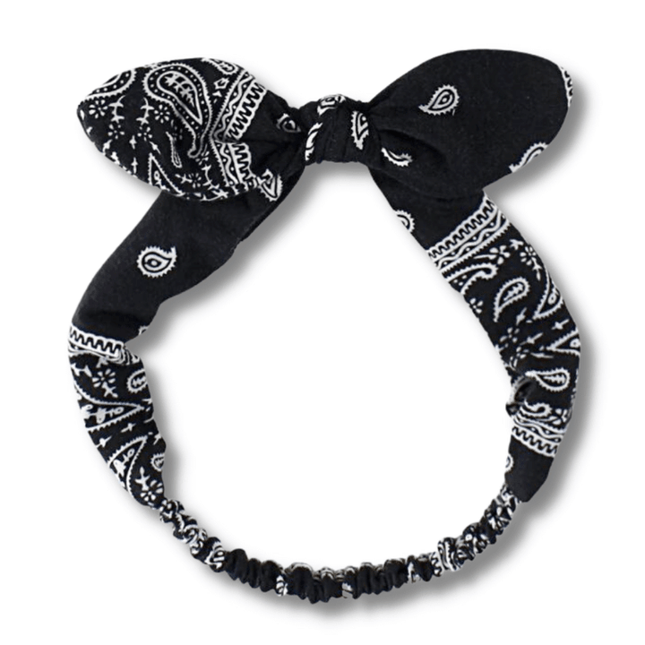 Bandeau avec noeud au milieu noir et blanc melangee
