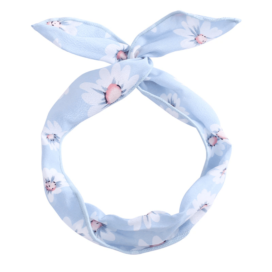 Bandeau Cheveux Fil de Fer Bleu Ciel à motif Fleur | Frossia