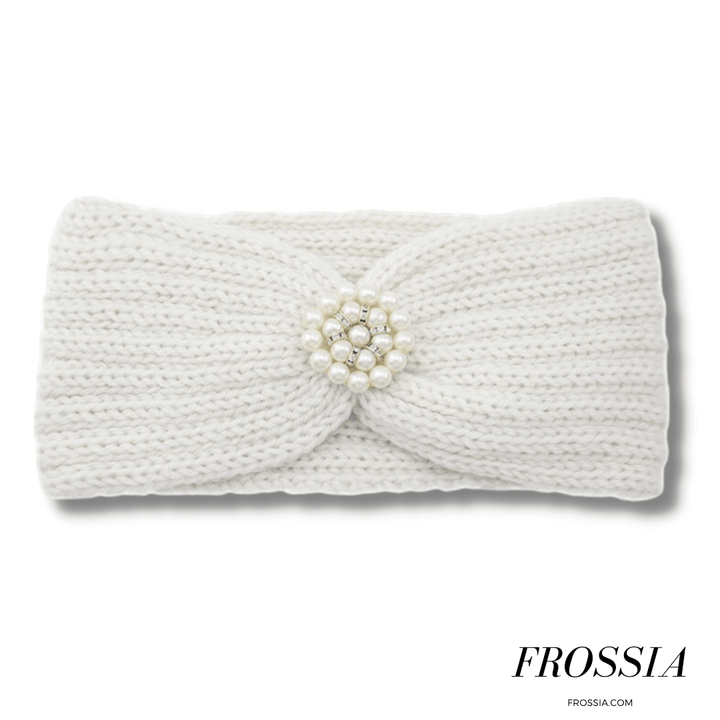 bandeau cheveux blanc en laine avec bijoux | Frossia