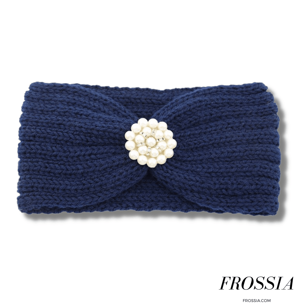 Bandeau cheveux bleu en laine avec bijoux | Frossia