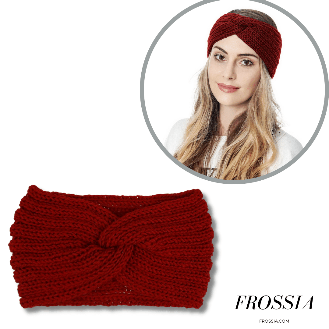 Bandeau cheveux en laine torsade rouge pour femme | Frossia
