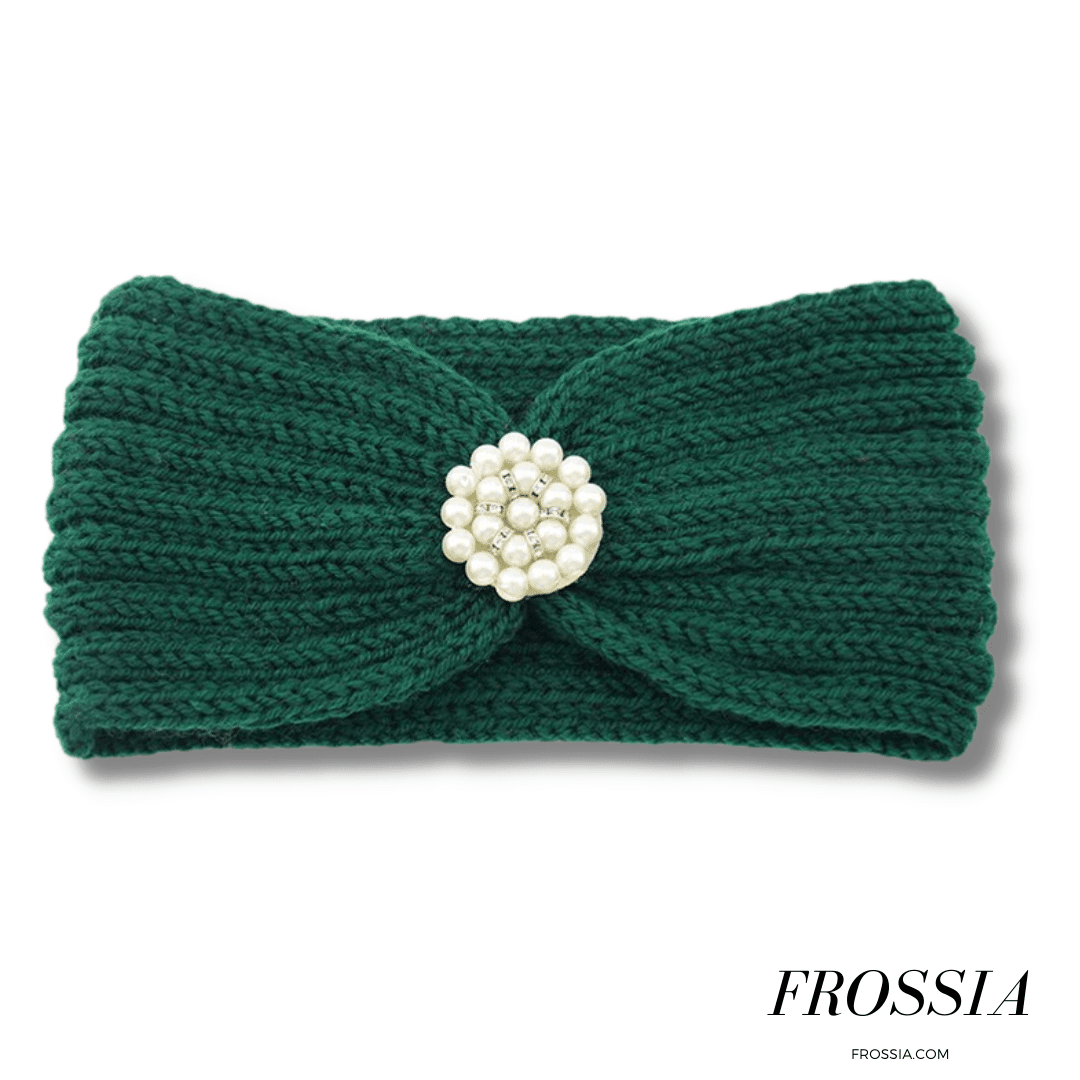 Bandeau cheveux vert en laine avec bijoux | Frossia