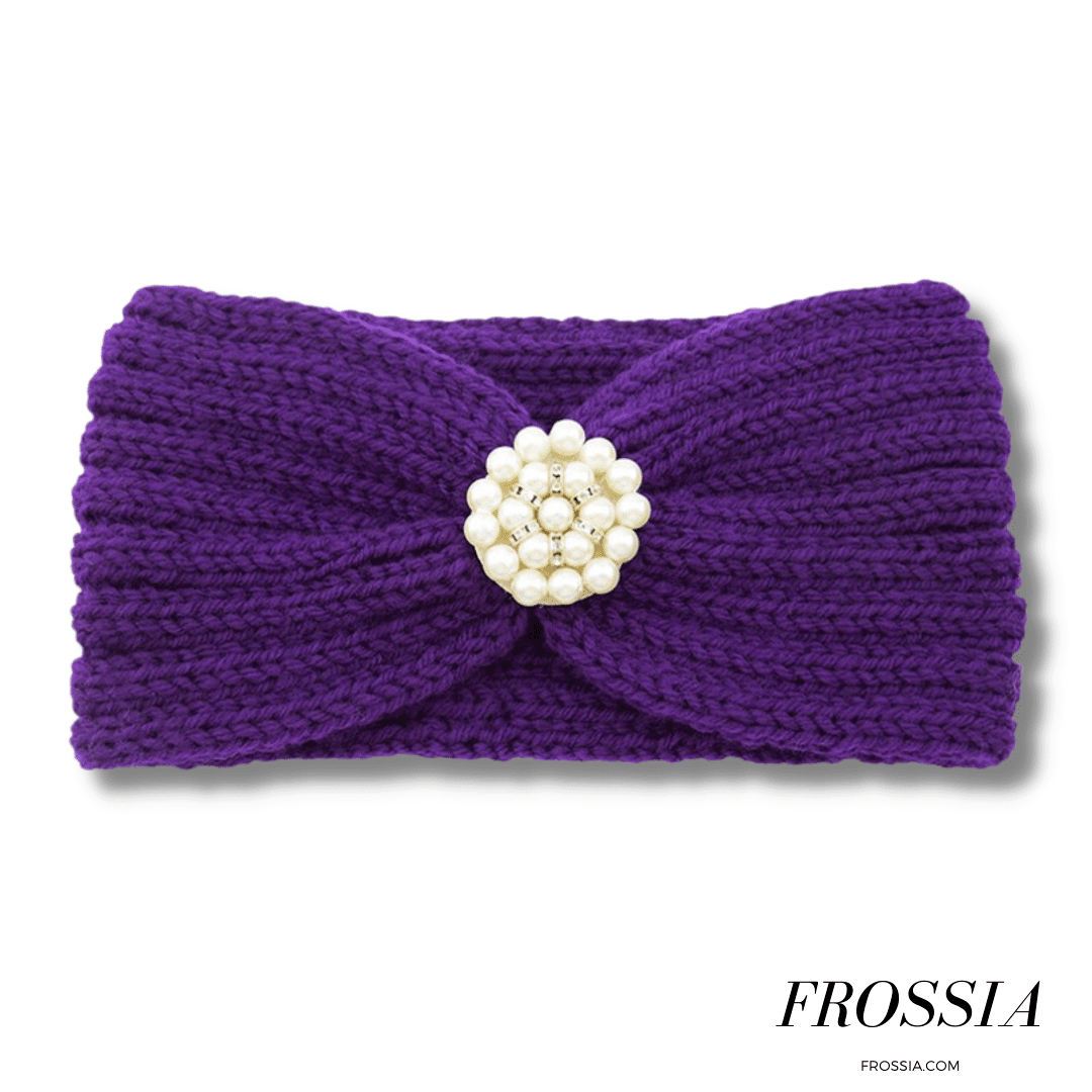 Bandeau cheveux violet en laine avec bijoux | Frossia