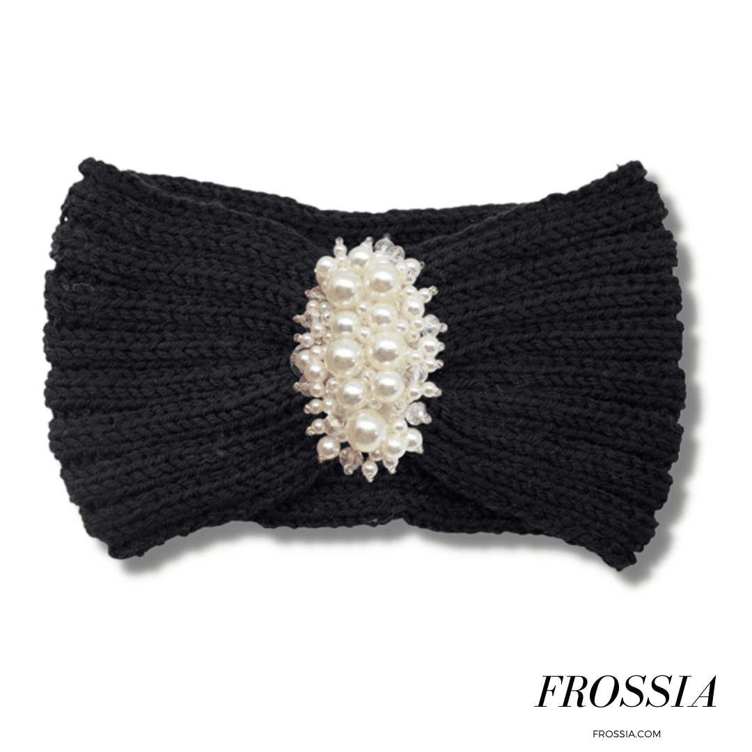 Bandeau Cheveux Hiver couleur noir avec Perle | Frossia