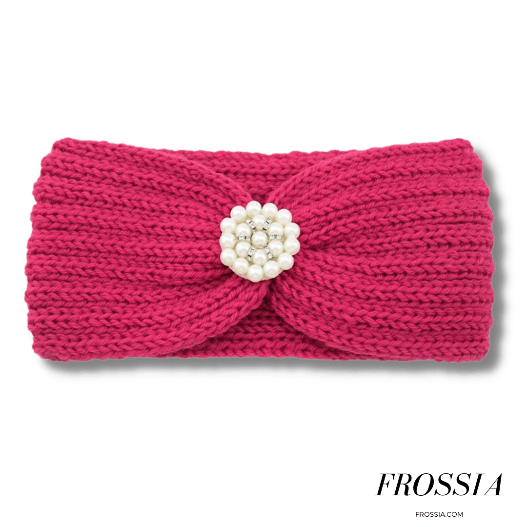 Bandeau rose en laine avec bijoux | Frossia