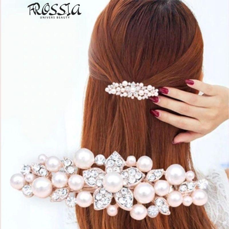 Barrette perle avec fleur pour cheveux | Frossia