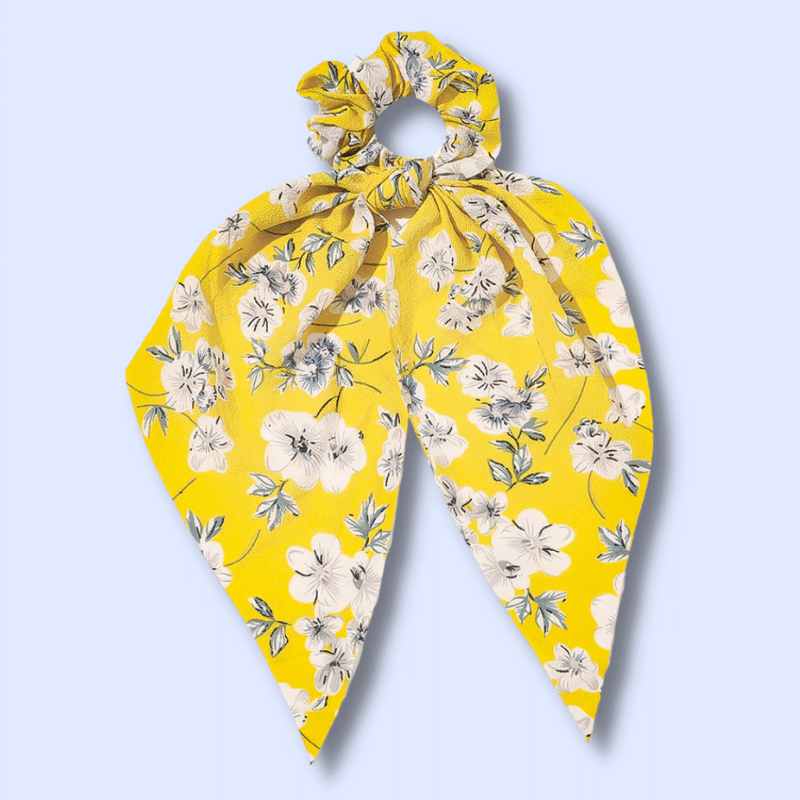chouchou foulard fleuri jaune