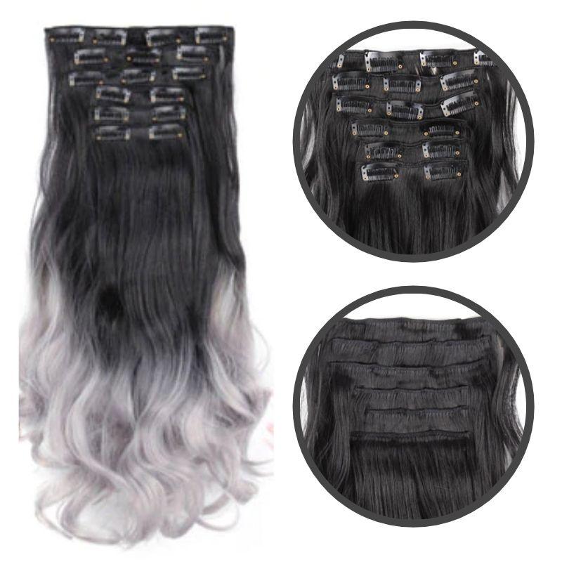 extension cheveux noir et gris | tie and dye cheveux noir long