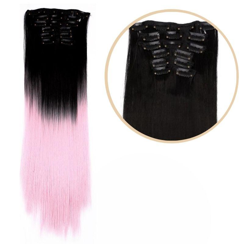 Extension a clip ombre hair | Extension cheveux noir et rose