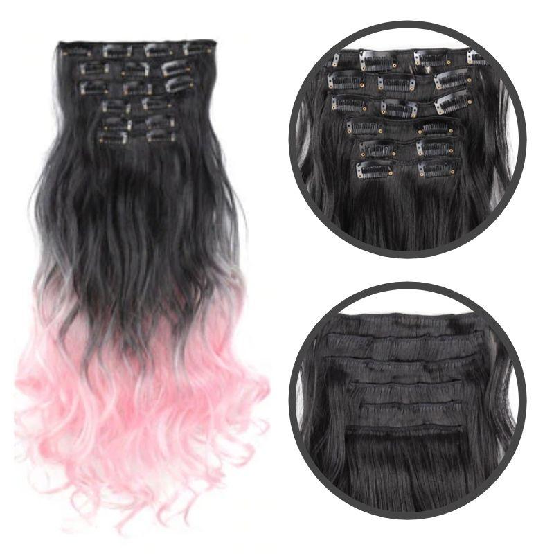 extension cheveux rose clip | couleur cheveux tie and dye
