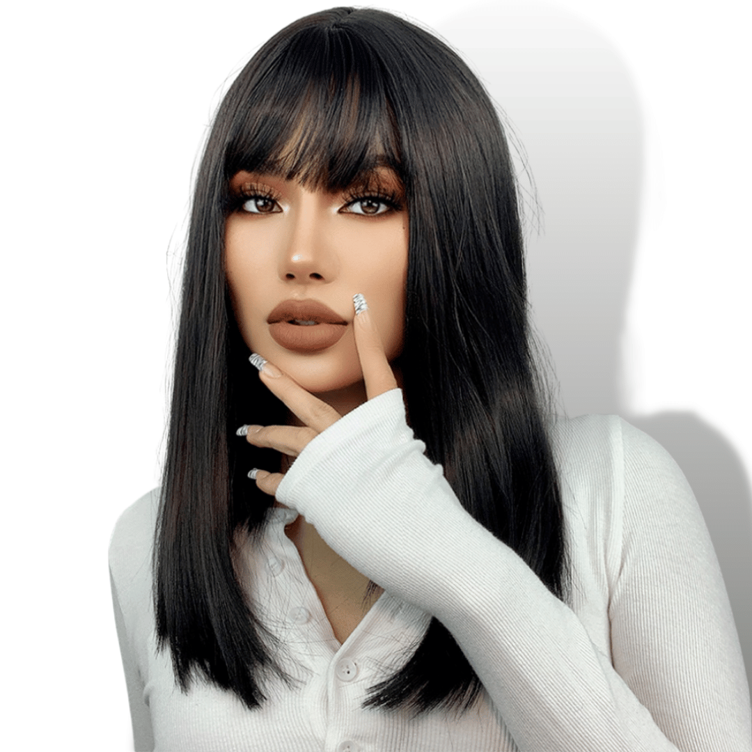 Perruque online brune frange