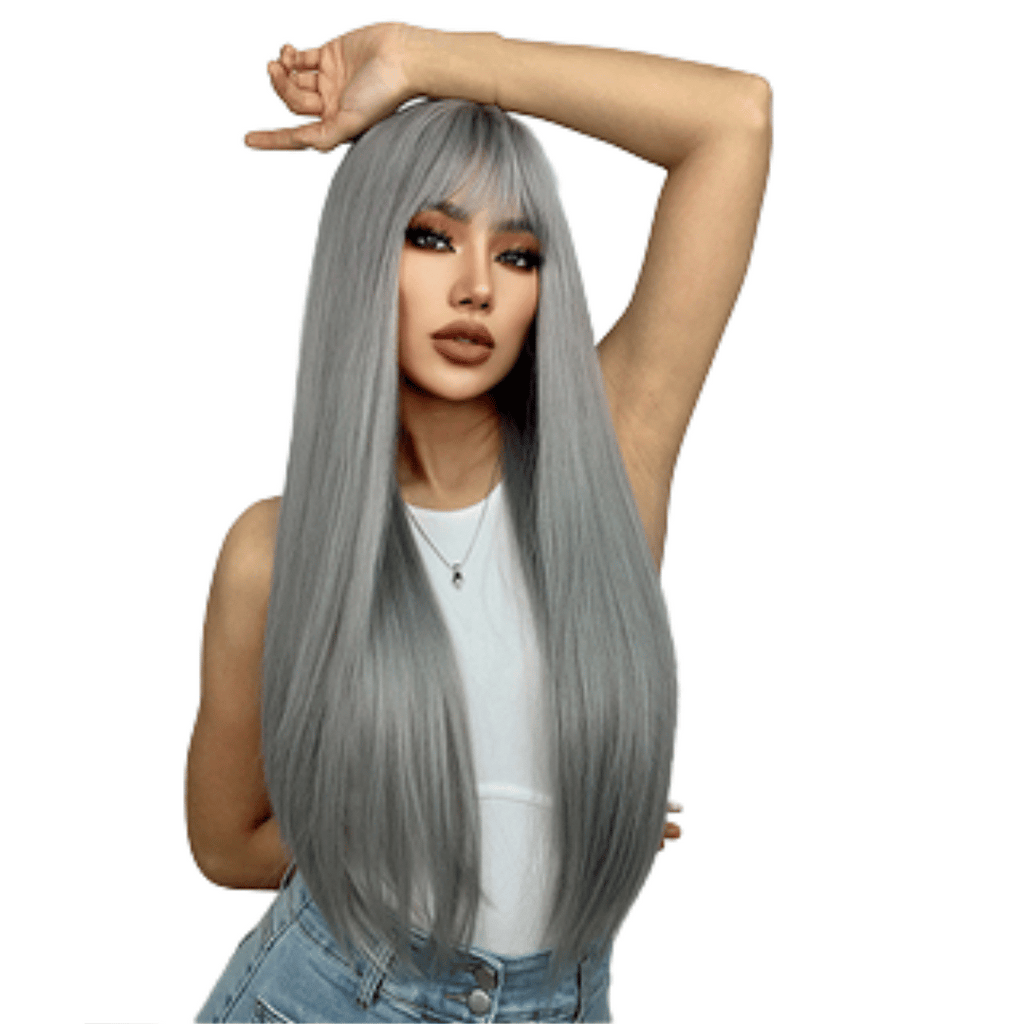 Perruque shop longue grise