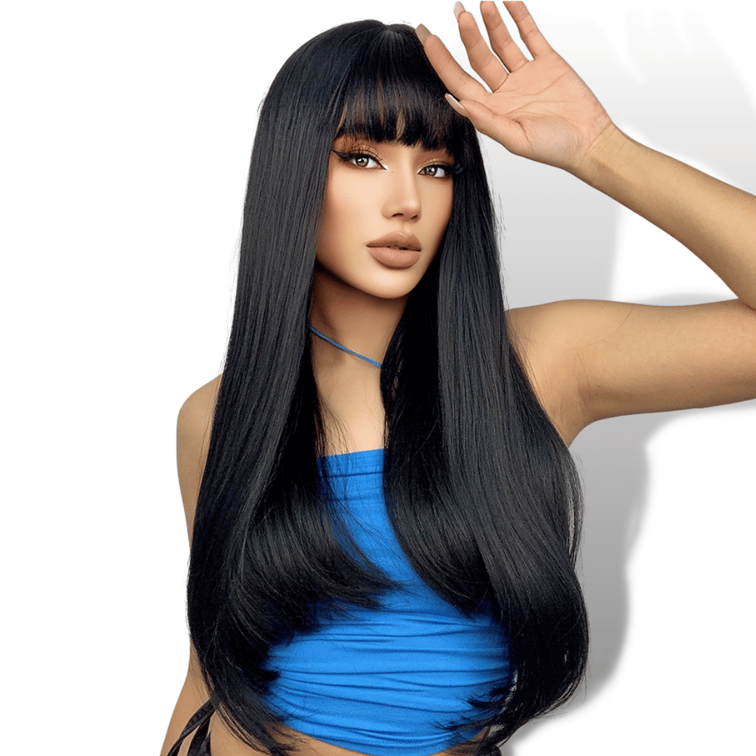 Perruque noire outlet longue